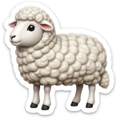 cinematic-[sheep]-realistic-full-body-standing-emoji,-tail-flicking-lazily,-head-tilted-dramatically,-curly-[white]-fur,-simplified-yet-realistic-focused-features,-highly-detailed,-glowing-with-an-almost-sarcastic-glow sticker