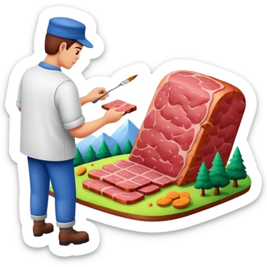 artist painting a SPAM meat landscape  sticker