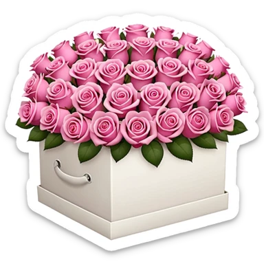 bouquet of pink 30 roses in a white box sticker