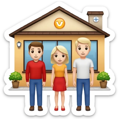 Only two grown characters + shop building sticker