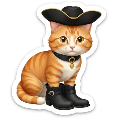 orange tabby cat with black with black matador hat with the black boots sticker
