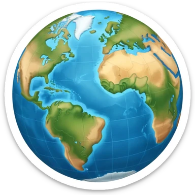 Earth globe showing continents and oceans sticker