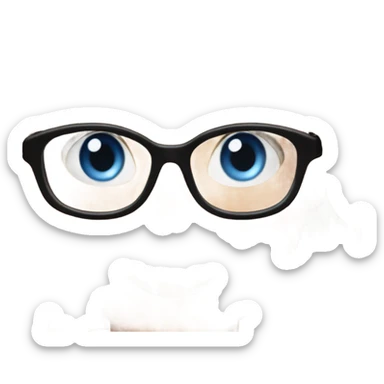 Real margot robbie waving,  bright blue eyes, wearing black glasses  sticker