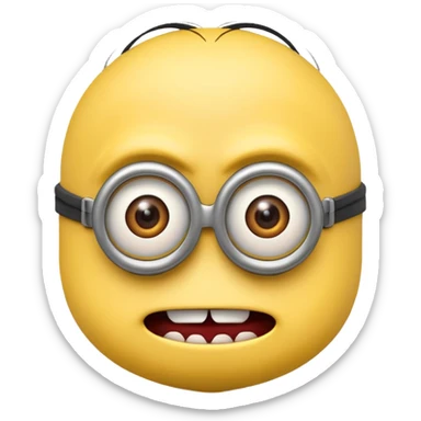 close up of a minion emoji with an evil expression sticker