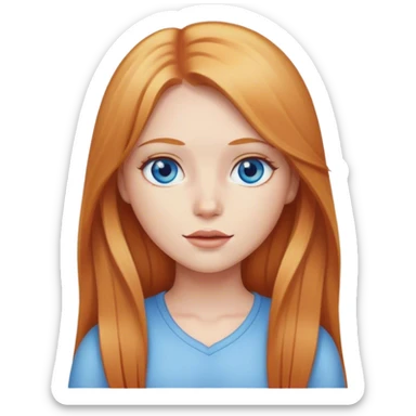 strawberry blonde girl with blue eye and straight long hair sticker