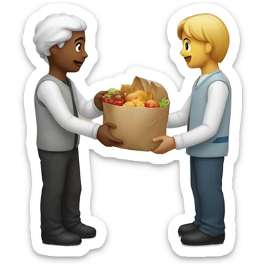 person handing food to another person sticker