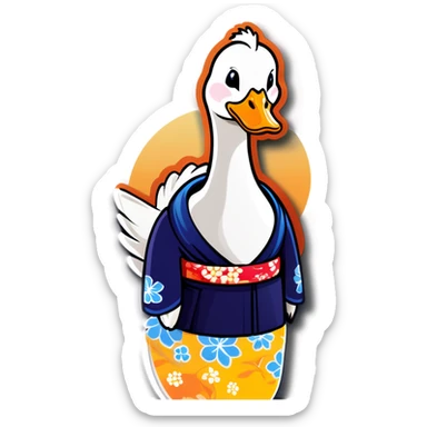 Goose wearing a kimono  sticker