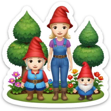 garden gnome, woman, full body sticker