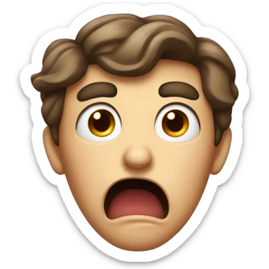 a shocked and horrified face that looks a 100 years old, brown hair sticker