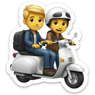 Two boys on a scooter  sticker