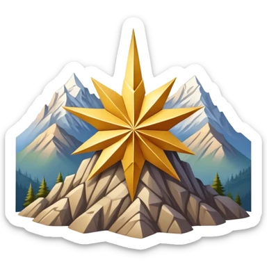 eight-pointed star with wide points and mountain silhouette in center sticker