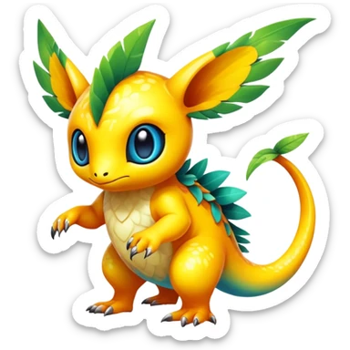 Exotic tropical shiny rare epic cute Fakémon-creature, full body, with random markings sticker