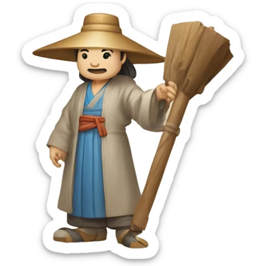Lu Ban is a legendary figure in Chinese mythology, depicted as a clever craftsman often wearing wide robes, a broad-brimmed hat, and carrying woodworking tools. 🛠️🎩👕 sticker