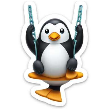 Penguin sitting on a playground swing sticker