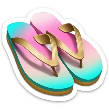 Realistic teal pink and gold ombre flip flop. sticker
