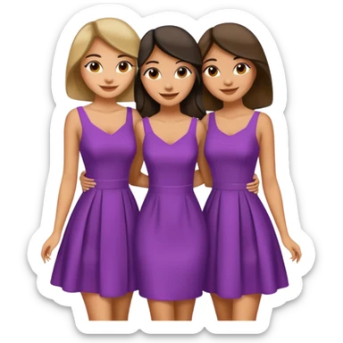 3 olive skin tone best friends. Glammed up, smiling  sticker