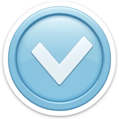 Simbolo de verificacion blanco adentro de un circulo celeste azul todo celeste sin lineas blancas a loa bordes sticker