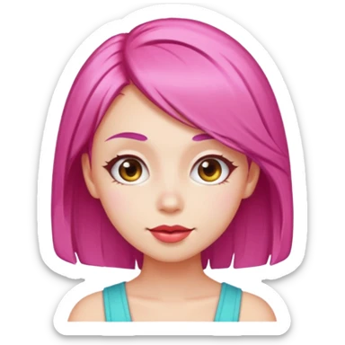 v-line face, candy hair, slim and small woman, fresh expression emoji sticker