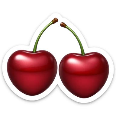 A pair of cherries emoji made of liquid silver chrome, smooth rounded shapes, glossy metallic surface, subtle sensual vibe, luxury sexy aesthetic, iOS emoji style, centered, clean white background sticker