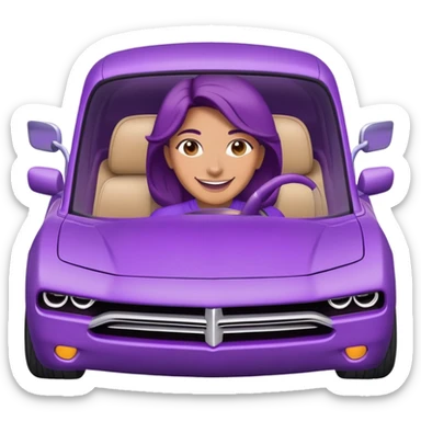 mom smiling driving purple charger sticker