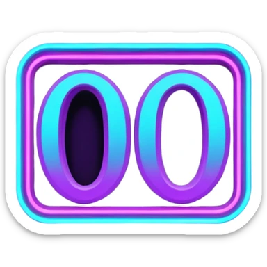 futuristic glowing neon “100” sign, purple and cyan glow, dark background sticker