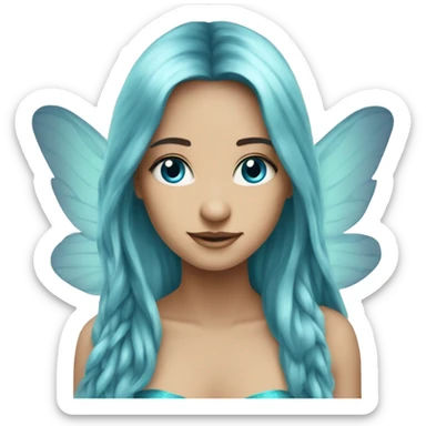 Beautiful, fairy, blue, turqoise, silver, long hair, big wings sticker