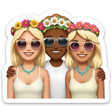 Diverse group of friends at Coachella music festival sticker