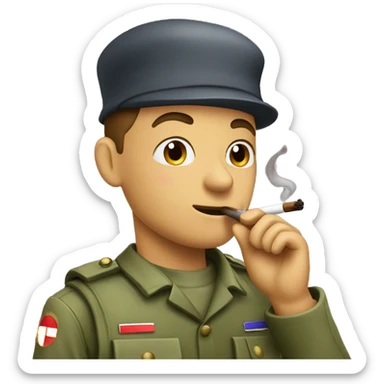 A soldier smoking a prune sticker