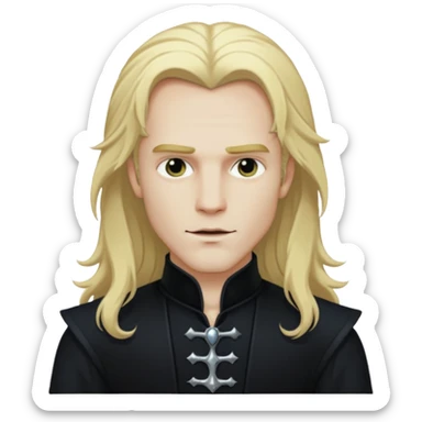 Lestat de Lioncourt with white skin, long blonde hair, black outfit sticker