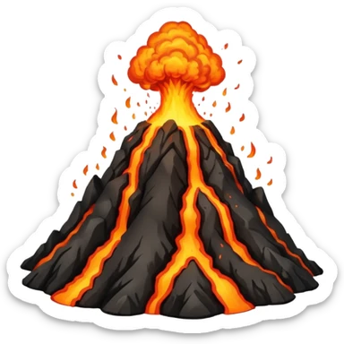 an erupting volcano with lava sticker