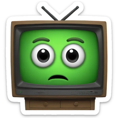 a TV with a green screen with eyes and a face, with legs, only legs, no arms sticker