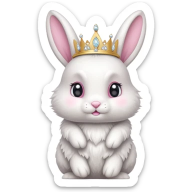 Rabbit King – fluffy white bunny with a small diamond tiara, standing
 sticker