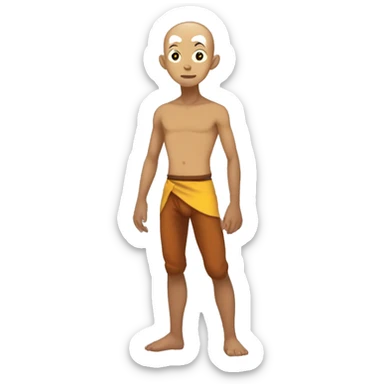 Aang no shirt full body wearing spandex sticker