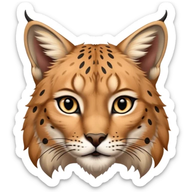 A high-resolution photo-realistic digital illustration of a young lynx, chest upward A high-resolution, photo-realistic digital illustration of a majestic young Eurasian lynx, shown from the shoulder upwards with lynx markings sticker