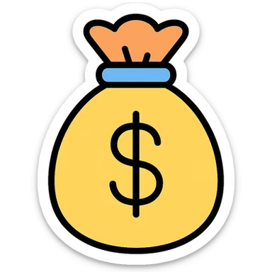 colored money bag icon sticker