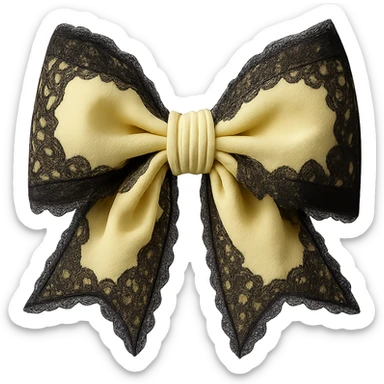 Make the gothic yellow bow pastel yellow while keeping the lace and velvet details. Maintain a photorealistic style and keep the background transparent. sticker