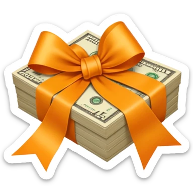 Filed money wrapped with orange ribbo sticker