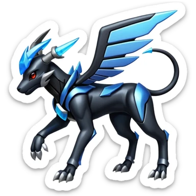 Shiny Metallic Alloy Onyx-Houndoom-Zekrom-Genesect-Pokémon-Fakémon-hybrid-creature sticker