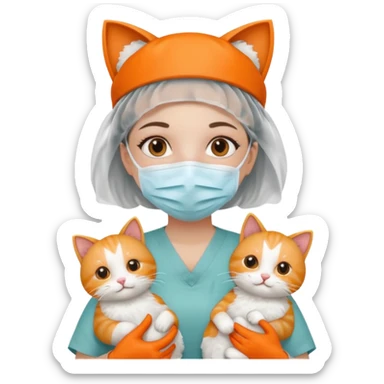 scrub nurse with cats sticker