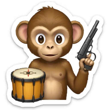 Monkey with a drum mag pistol sticker