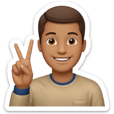 memoji face iphone: men, a solo hiker with happy face and a piece handsign sticker