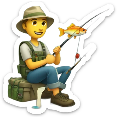 A fish fishing sticker