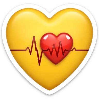 yellow heart with a heartbeat line sticker