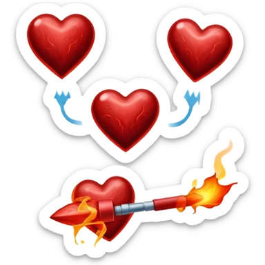 Glowing pieces of red meat floating around a red blood cell that shines brightly like a torch. Streams of light connect the blood cell to a heart and muscles, showing how heme iron creates energy and vitality throughout the body. sticker