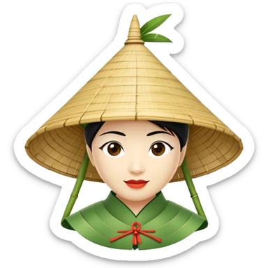 ​Cinematic Realistic Traditional Vietnamese Nón Lá, depicted as a delicately crafted conical hat made of bamboo and palm leaves with subtle texture and natural wear, evoking authentic cultural heritage, please show the hat only sticker