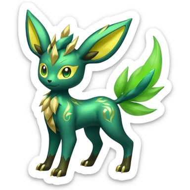 Shiny 4-legged Electrike-Virizion-Zygarde-Leafeon-fusion, full body sticker