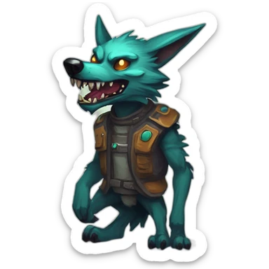 alien wolf creature scifi roguelike rpg style inspired by slay the spire digital art sticker