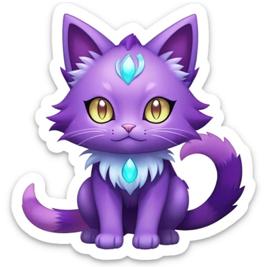 Shiny Magical Elemental Mysterious Purrloin-Delcatty-Pokémon-Fakémon-hybrid-creature (full body) sticker