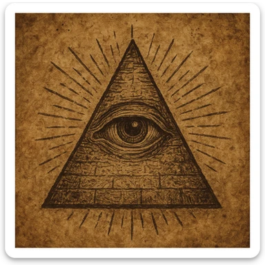 the Illuminati symbol, pyramid with an eye, ancient and mystical sticker