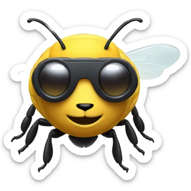 bee with virtual reality glasses sticker